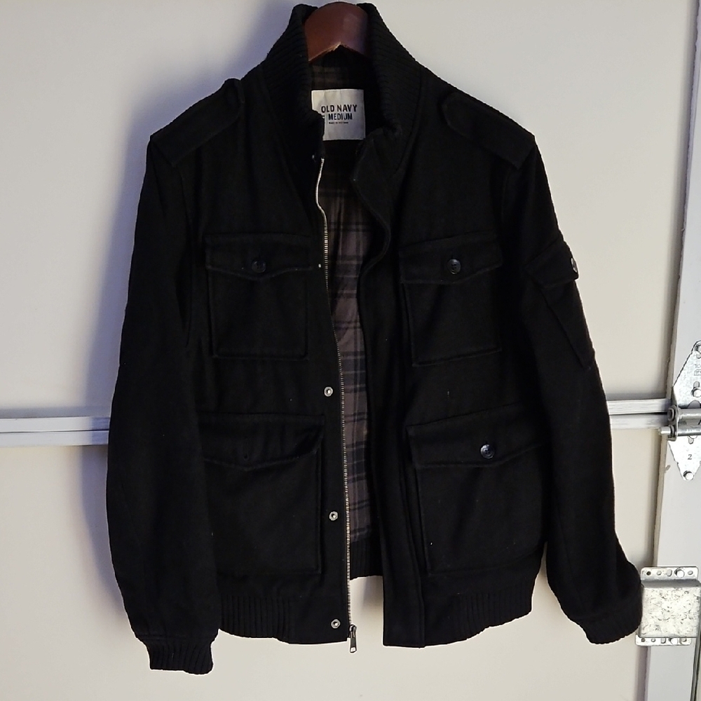 Old Navy Black Military Field Jacket with Durable Fabric